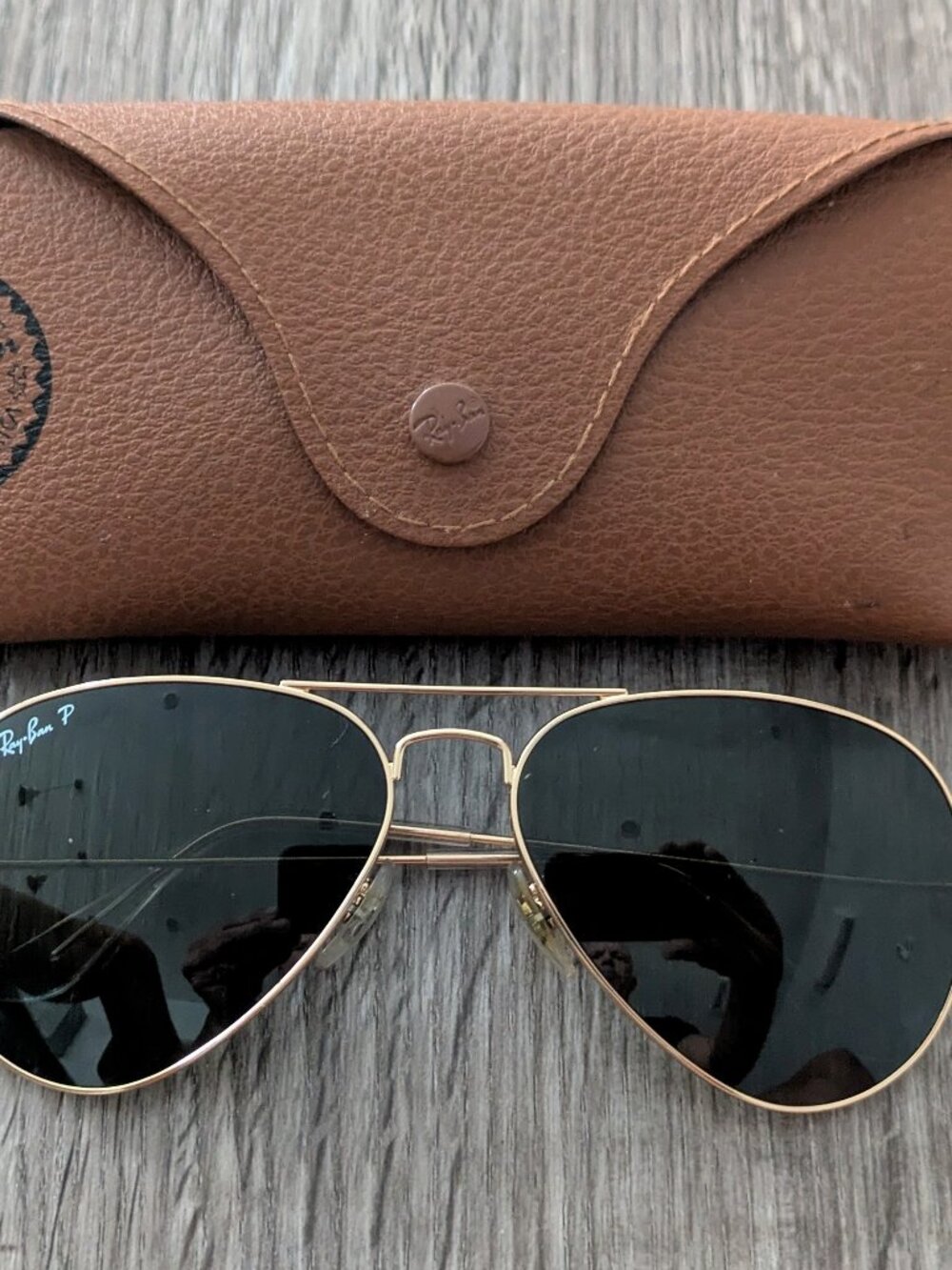 Ray-Ban 3025 Aviator Polorized Metal Sunglasses - Gold/Green - Large - 58mm